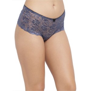 N-Gal Women's Erotic Lace See Through Mid Waist Underwear Lingerie Knickers Brief Panty_NavyBlue