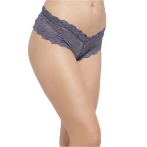 N-Gal Women's Cheeky Lace Mid Waist Floral Underwear Lingerie Brief Panty _NavyBlue