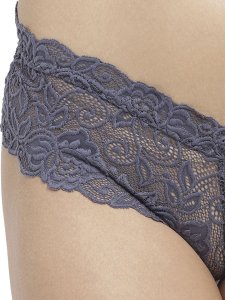 N-Gal Women's Cheeky Lace Mid Waist Floral Underwear Lingerie Brief Panty _NavyBlue