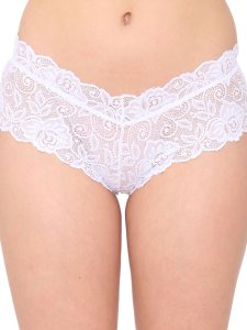 N-Gal Women's Cheeky Lace Mid Waist Floral Underwear Lingerie Brief Panty _White
