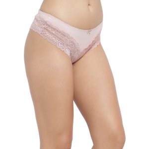 N-Gal Women's Edge Floral Lace Design Mid Waist Underwear Lingerie Brief Panty_Beige