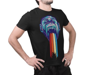 Scary colourful Illustration - Black printed T-shirts - Men's stylish clothing - Cool tees for boysscary