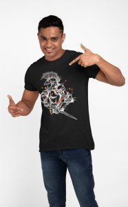 Warrior Graphic Black printed T-shirts - Men's stylish clothing - Cool tees for boys