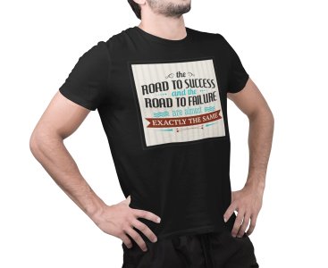 Road to success - Black - printed T-shirts - Men's stylish clothing - Cool tees for boys