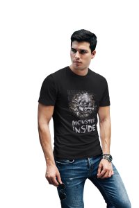 Monster inside printed black T-shirts - Men's stylish clothing - Cool tees for boys