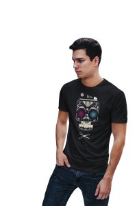 Musical Skull - Black - printed T-shirts -Abstract Funny thoughtful creative illustrations - Men's stylish clothing - Cool tees for boys