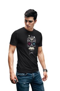 Musical Skull - Black - printed T-shirts -Abstract Funny thoughtful creative illustrations - Men's stylish clothing - Cool tees for boys