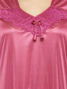 N-Gal Women's Satin Solid Wide Strap Satin Nighty Night Dress Nightwear_Pink