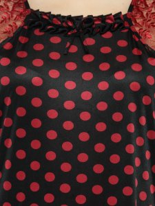 N-Gal Women's Satin Polka Dot Print Short Lace Sleeves Nighty Night Dress Nightwear_Maroon