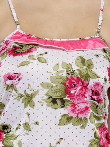 N-Gal Women's Satin Spaghetti Strap Floral Print Camisole & Short Nightwear Lounge Sets_Pink