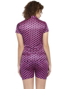 N-Gal Women's Satin Polka Dot Print Short Sleeves Shirt & Short Nightwear Lounge Sets_Purple