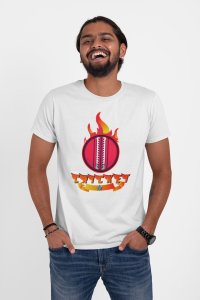 Cricket - firey ball - White - Printed - Sports cool Men's T-shirt