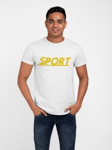 Sport - Yellow Text - White - Printed - Sports cool Men's T-shirt