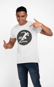 Just Keep Running - Black Round - White - Printed - Sports cool Men's T-shirt