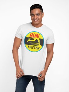 Run Faster - Yellow - White - Printed - Sports cool Men's T-shirt