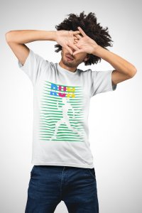 Run - Green Strips - White - Printed - Sports cool Men's T-shirt