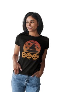 Boo - Printed Tees for Women's - designed for Halloween