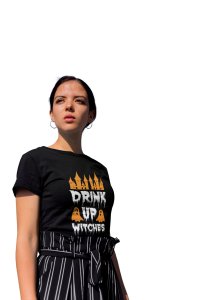 Drink up - Printed Tees for Women's -designed for Halloween