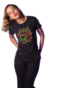 Faith family Halloween text illustration graphic - Printed Tees for Women's - designed for Halloween