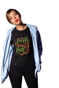 Faith family Halloween text illustration graphic - Printed Tees for Women's - designed for Halloween
