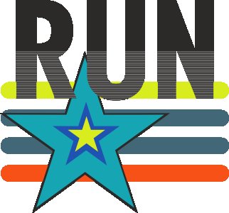 Run - Text with a star - White - Printed - Sports cool Men's T-shirt