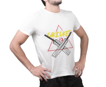 Cricket - Bats and ball Illustration - White - Printed - Sports cool Men's T-shirt