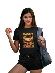 Candy corn, Pumpkin, Halloween text - Printed Tees for Women's -designed for Halloween