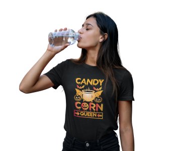 Candy corn, Pumpkin, Halloween text - Printed Tees for Women's -designed for Halloween