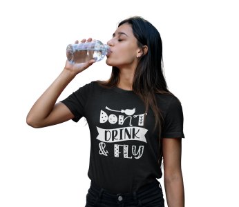Don't drink & fly Halloween text illustration graphic - Printed Tees for Women's -designed for Halloween
