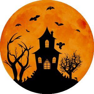 Haunted house, 2 Trees - Printed Tees for Women's -designed for Halloween