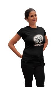 Halloween, Scary Pumpkins(BG White)- Printed Tees for Women's -designed for Halloween