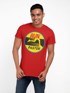 Run Faster - Yellow - Red - Printed - Sports cool Men's T-shirt