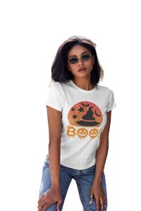 Boo - Printed Tees for Women's -designed for Halloween