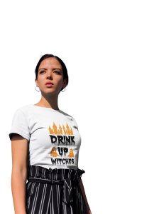 Drink up - Printed Tees for Women's -designed for Halloween