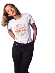 Fall and pumpkins Halloween text - Printed Tees for Women's -designed for Halloween