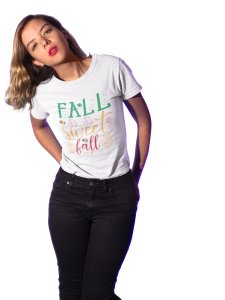 Fall sweet Halloween text illustration graphic - Printed Tees for Women's -designed for Halloween