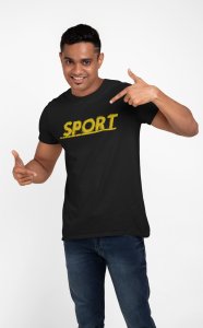 Sport - Yellow Text - Black - Printed - Sports cool Men's T-shirt