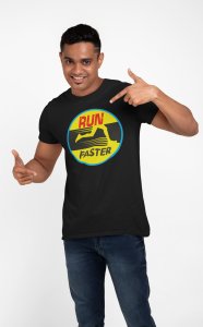 Run Faster - Yellow - Black - Printed - Sports cool Men's T-shirt