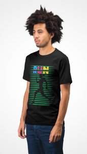 Run - Green Strips - Black - Printed - Sports cool Men's T-shirt