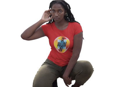 Run - Word - Red - Printed - Sports cool Womm's T-shirt