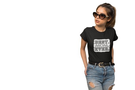 Best Mom-printed family themed cotton blended half-sleeve t-shirts made for women (black)