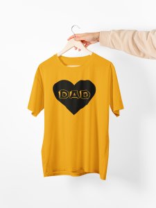 Dad -printed family themed cotton blended half-sleeve t-shirts made for men (yellow)