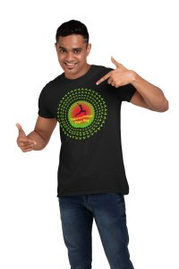 International Yoga Day, A Girl Doing Yoga - Green leaves Chain Circle Surrounded Over It, Round Neck Tshirt - Clothes for Yoga Lovers - Suitable For Regular Yoga Going People - Foremost Gifting Material for Your Friends and Close Ones