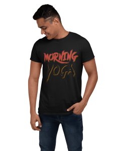 Morning Yoga Red and Black - Black - Comfortable Yoga T-shirts for Yoga Printed Men's T-shirts Black