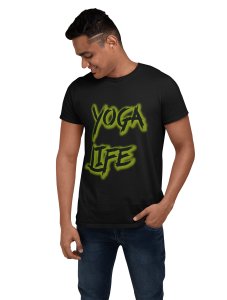 Yoga Life - Black - Comfortable Yoga T-shirts for Yoga Printed Men's T-shirts (Small, Black)