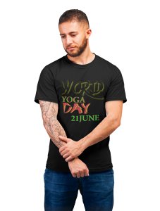Yoga Day 21st June - Black - Comfortable Yoga T-shirts for Yoga Printed Men's T-shirts (Small, Black)