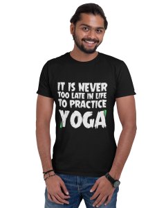 Practice Yoga - Black - Comfortable Yoga T-shirts for Yoga Printed Men's T-shirts (Small, White)