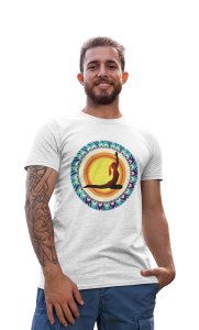 Yoga Sun Chakra in background - White - Comfortable Yoga T-shirts for Yoga Printed Men's T-shirts White