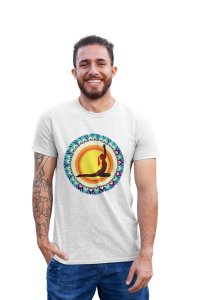 Yoga Sun Chakra in background - White - Comfortable Yoga T-shirts for Yoga Printed Men's T-shirts White