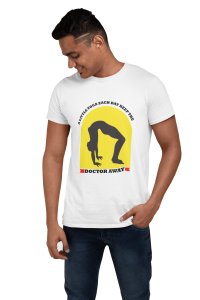 A little yoga each day keeps the doctor away - White - Comfortable Yoga T-shirts for Yoga Printed Men's T-shirts White